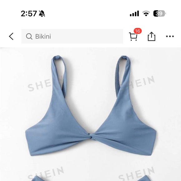 SHEIN blue gray bikini top. Size small - Picture 2 of 3